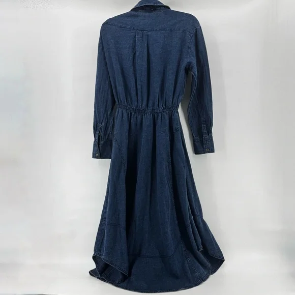 NWT Anthropologie Pilcro V-Neck Wrap Midi Denim cotton Dress Szxs western - Picture 10 of 16